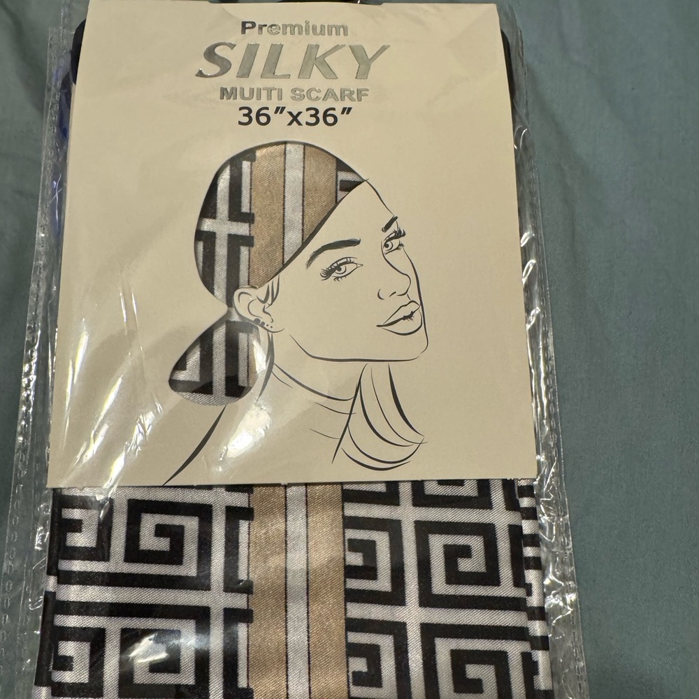 Premium Silky Multi Scarf - Black and Gold